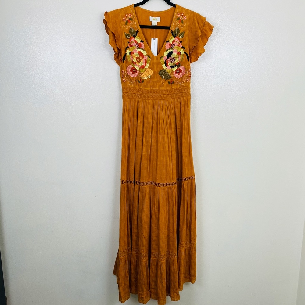Anthropologie Sunshine Embroidered Maxi Dress - Picture 3 of 6